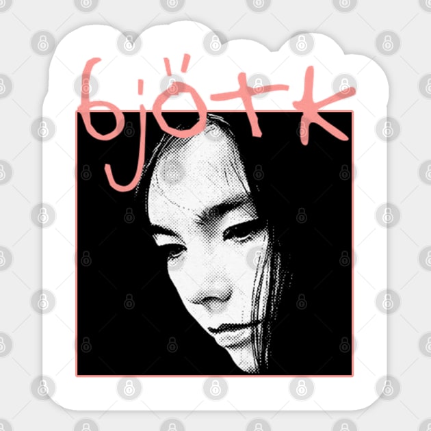 Retro Bjork Fan Art Design Sticker by Kinanti art